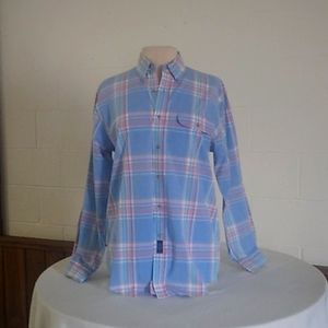 Ladies Allen Lolly plaid oxford Shirt, Sz Medium